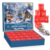 Advent Calendar 2024 Jigsaw Puzzle,24 Box Christmas Countdown Calendar for Adult Kids,Family Game In Christmas,1008 Pieces,Christmas Village,19.7 inches x 27.6 inch