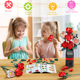 Flowers Bouquet Building Set, Roses Building Set with Vase, Home Office Creative Decoration, Valentine Day, Birthday, Christmas Ideal Gift for Kids, Adults - 841Pcs