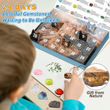 Crystal Advent Calendar 2024 Adult Kids-24 Days Rocks,Gemstones,Geode,DIY Bracelet,Crystal Necklace,Stone Learning Collection Advent Countdown Calendar,Christmas Gift for Girls Boys