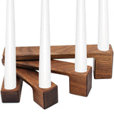 Black Walnut Candle Stick Candle Holder (Includes 4 Candles), Mantle Decor, Christmas Advent Wreath and Candle Set. Wood Candle Holders, Taper Candlestick Holders, Advent Wreath Candle Set