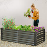 UDPATIO Galvanized Raised Garden Bed 6x3x2 FT, Outdoor Metal Planter Boxes for Planting Vegetables, Flowers, Herbs and Fruits, Gardening Deep Roof Planter Steel Kit, Dark Grey