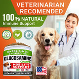 STRELLALAB Glucosamine Treats for Dogs - Joint Supplement w/Omega-3 Fish Oil - Chondroitin, MSM - Advanced Mobility Chews - Joint Pain Relief - Hip & Joint Care - Peanut Butter Flavor - 120 Ct