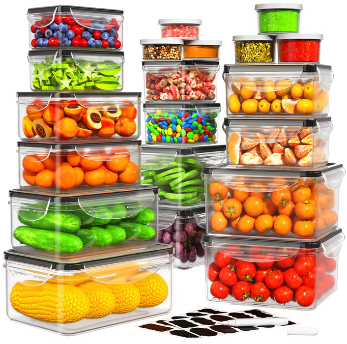 HOMETALL 40 PCS Food Storage Containers with Lids Airtight, 100% Leakproof Plastic Meal-Prep Containers Reusable(20 Containers & 20 Lids),Microwave and Dishwasher Safe, Includes Labels & Pen