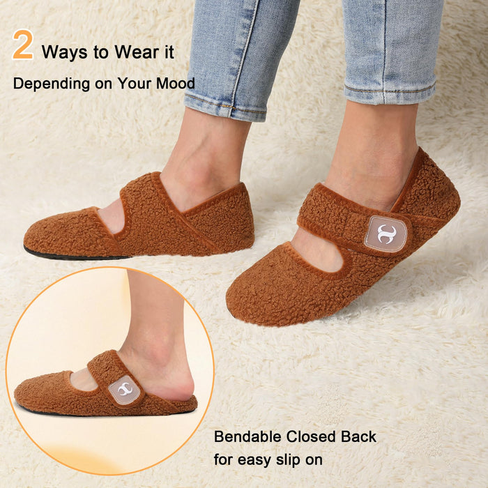 Barefoot Slippers Elderly Women Senior Mom Diabetic Slippers Slip On Woman's Slippers Indoor Bootie Slippers Women for Summer Fall Winter Brown Size