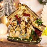 Bozidol LED Nativity Set Decoration - Religious Manger Nativity Advent Scene 4.1" Home Atmosphere Table Resin Decoration Indoor Kids