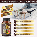 7 in 1 Premium Turmeric Curcumin + Apple Cinder Vinegar Capsules, Equivalent to 5010mg, 6 Month Supply with Ashwagandha, Ginger, Garlic Bulb, 95% Standardized Curcuminoids, Joint & Absorption Support