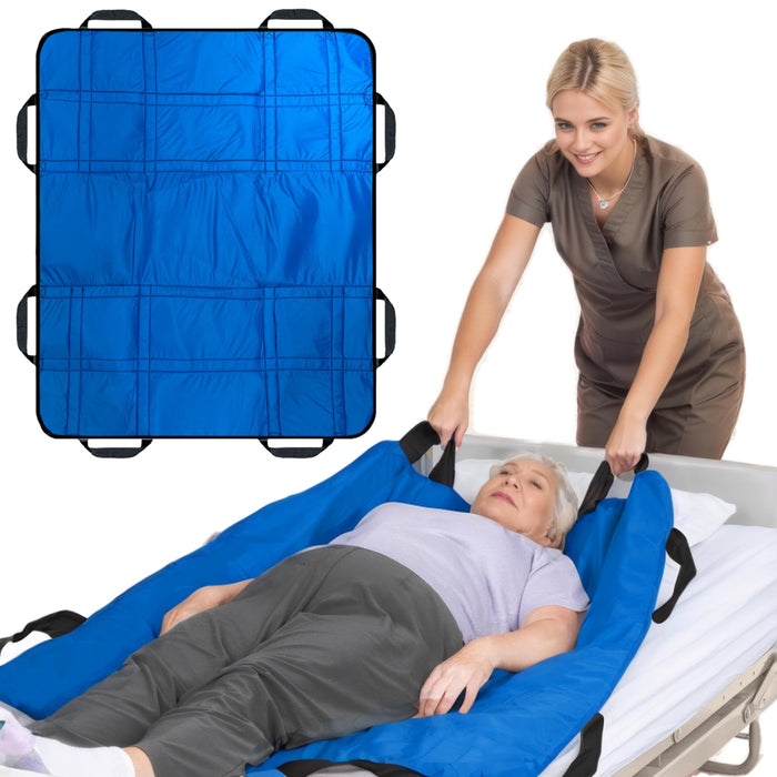 NurtureCare Upgrade 3-Layer Comfort Positioning Bed Pad with Handles, 48" x 40" Washable Waterproof Transfer Board for Turning, Inconvenience Care Transfer Sheet (Lake Blue)