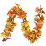 DearHouse 2 Pack Fall Garland Maple Leaf, 5.9Ft/Piece Hanging Vine Garland Artificial Autumn Foliage Garland Thanksgiving Decor for Home Wedding Fireplace Party Christmas (Light Green)