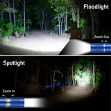 Flashlight Rechargeable,2000L High Lumens Flashlight,Super Bright Small LED Flash Light-Zoomable,Adjustable Brightness,Long Lasting for Camping,Outdoors,Christmas Gifts Men&Women-Blue