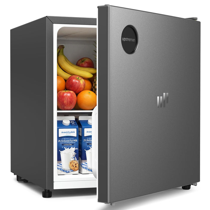 Upstreman 1.5 Cu.Ft All-Refrigerator Mini Fridge, Single Door Small Refrigerator, Dorm Fridge with 7 Adjustable Thermostat, Compact Refrigerator for Office, Bedroom or Dorm, Gray-CR16