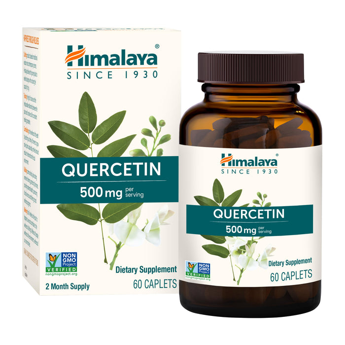 Himalaya Quercetin Supplement for Plant-Based Bioflavonoid Support and Daily Wellness, Antioxidant and Immune Support, 500 mg, Non-GMO, 60 Vegetarian Caplets, 2 Month Supply