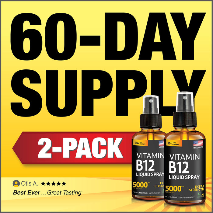 (2 Pack) - Liquid B12 Spray - Vitamin B12 Sublingual - Vegan B12 Vitamin Spray - Methylcobalamin Vitamin B12 Liquid Boosts Energy & Mood - Gluten-Free & Non-GMO - B 12 Drops Waste Money - Find Out Why