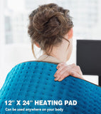 MIKRALE Heating Pad for Back, Neck and Shoulder Pain Relief, Electric Heat Pads for Cramps with 6 Heat Settings, Auto Shut-Off, Moist Dry Heat Options, Machine Washable, 12" x 24", Gifts for Women Men