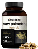 NatureBell Saw Palmetto Supplement 1000mg | 180 Capsules, with Hyaluronic Acid 50mg & Biotin 10,000mcg - Supports Hair Growth & Skin Health for Women and Men, Combats Frequent Bathroom Trips
