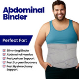 Abdominal Binder Post Surgery Tummy Tuck - Plus Size Postpartum Belly Band Wrap | Post C Section Belly Binder Recovery | Stomach Hernia Belt For Men or Women After Pregnancy, Hysterectomy XXL