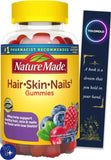Hair Skin and Nails with Biotin 2500 mcg Nature Made Gummies, 90 Count and Bookmark Gift of YOLOMOLO