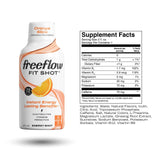 Freeflow Fit Energy Shots, Orange Slice, Natural Caffeine Boost with L-theanine, Ginseng, Vitamins, Prebiotics, Electrolytes (6 Count, 2oz Shots)