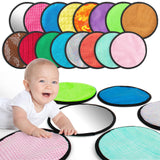 16 Set Round Sensory Mini Mats Textured Sensory Tiles - Sensory Toys for Autistic Children, Babies and Toddlers with Sensory Issues - Tactile Sensory Walls Sensory Mats for Fidgeting Activity (Round)