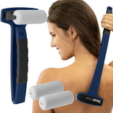 bearback Lotion Applicator for Back & Body. Premium 17" Long Handle Folding Applicator for Sunscreen | Self-Tanner | Body Lotion | Medication. 2 Foam Rollers Included. US Owned Small Business (Navy)