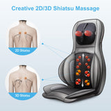 COMFIER Shiatsu Neck Back Massager with Heat, 2D ro 3D Kneading Massage Chair Pad, Adjustable Compression Seat Massager for Full Body Relaxation, Gifts for Women Men,Dark Gray