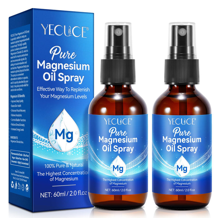 Pure Magnesium Oil Spray,100% Natural Organic Magnesium Oil Spray Bottle,|Topical Magnesium Spray| 4.04 fl oz |Fast Absorption for Better Health |Non-GMO, Gluten Free