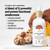 Rainbo 11:11 Multi Mushroom Tincture, Dual Extract Daily Mushroom Tincture for Comprehensive Immune Support, Lion's Mane & Turkey Tail Liquid Mushroom Supplements, Vegan, Non GMO, 100ml
