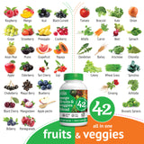 Botanic Choice Mega Fruits and Veggies Blend - 42 Fruit & Vegetable Superfood Capsules - Elderberry, Chlorella, Kale - Supplements - 60 Capsules