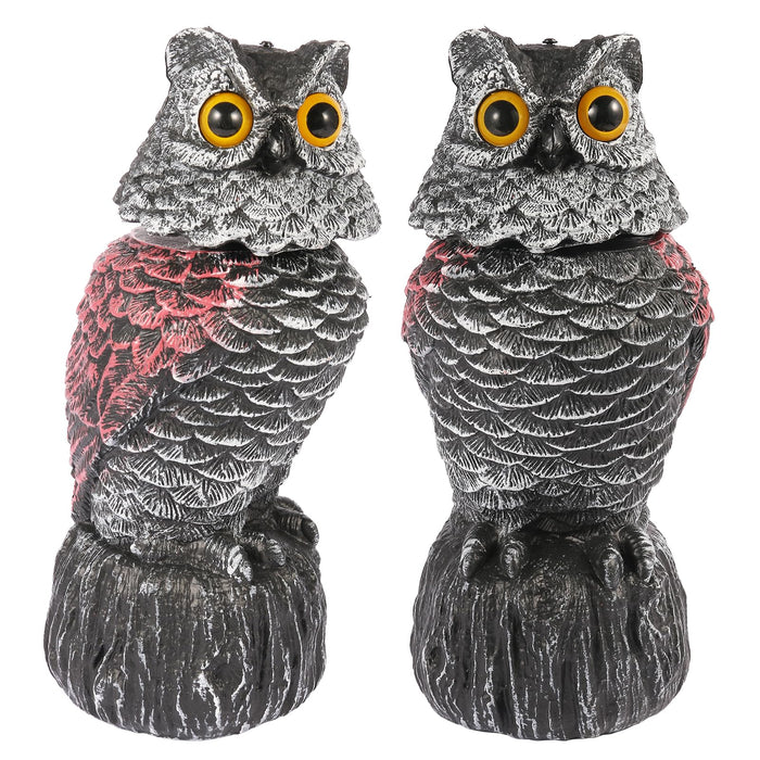Owl Decoys to Scare Birds Away, 2 Pack BobbleHead Fake Owls Plastic Scarecrow Bird Deterrent, Nature Enemy Scarecrow Plastic Owl Statues, Garden Decor Statues for outside, Patio, Lawn, Yard Decoration