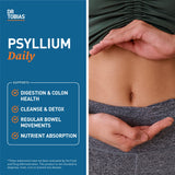 Dr. Tobias Psyllium Daily, Supports Healthy Bowel Movement, Psyllium Husk Capsules with Bentonite Clay, Flaxseed & Natural Ingredients, Daily Fiber Supplement in Support of Colon Health, 180 Capsules