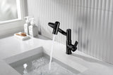 Lefton Rotatable Bathroom Faucet with Temperature Display (Batteries-Free), 3 Water Outlet Modes, Matte Black, BF2204-3