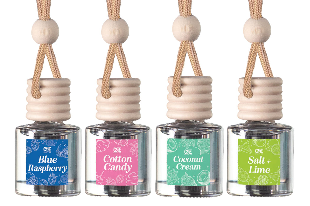 CE Craft Hanging Car Air Freshener – Fragrance Oil Diffuser with Essential Oils – Long-Lasting Aromatherapy Scents for Automobiles – 4 Pack, Summer