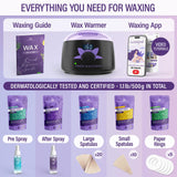 Tress Wellness Waxing Kit for Brazilian Wax - Easy to Use - For Sensitive Skin - Digital Display, Black Purple Flower