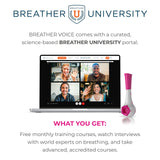 BREATHER PINK │ Natural Breathing Exerciser Trainer for Drug-Free Respiratory Therapy │ Breathe Easier with Stronger Lungs │ Guided Mobile Training App Included