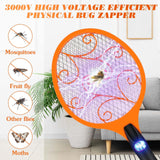 Qualirey 2 Piece Large Electric Mosquito Swatter Handheld Zapper Racket, Plug in Rechargeable Indoor Safe Fly Killer Mosquito Insect Control for Home Bedroom Kitchen Office Backyard Outdoor