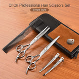 CIICII Hair Cutting Scissors Shears Set, Professional Hairdressing Scissors Kit (Hair Beard Trimming Shaping Grooming Thinning Shears) for Men Women Hairdresser Home Salon Barber Haircut Kit (Silver)