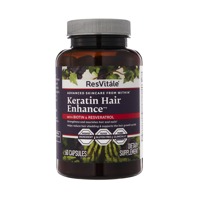 ResVitále Keratin Hair Enhance - Keratin Supplement for Hair Growth - 60 Capsules