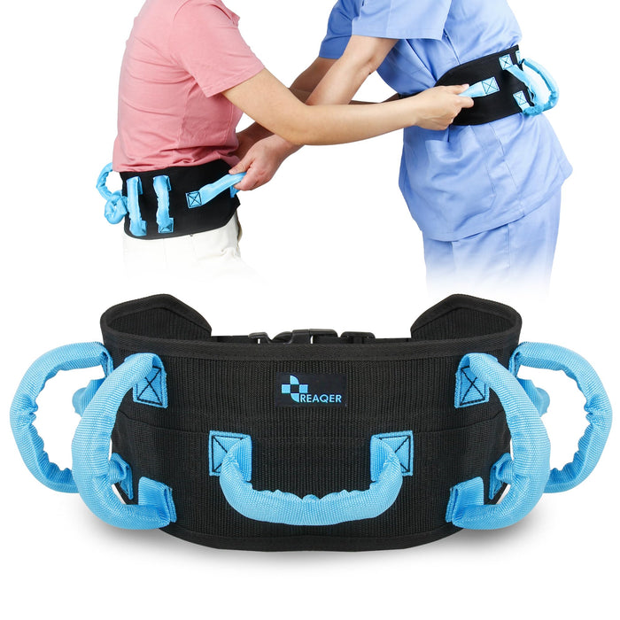 REAQER Gait Belt Transfer Belts for Lifting Seniors Walking and Standing Assist Aid for Bariatric, Elderly, Handicap, Occupational & Physical TherapyCaregiver Nurse Therapist