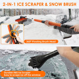 AstroAI 62.4" Ice Scraper and Extendable Snow Brush for Car Windshield with Foam Grip and 360° Pivoting Brush Head for Christmas Car Auto Truck SUV(Orange)