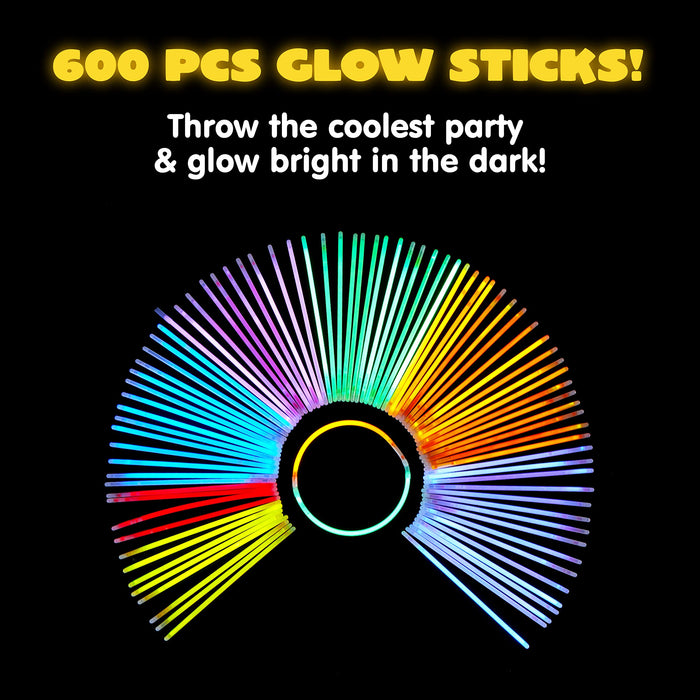 JOYIN 300 Pcs Glow Sticks Bulk 8" Glowsticks, Glow Stick Bracelets Necklaces, Glow in the Dark Party Favors, Easter, Christmas, Halloween Party Supplies Pack, Football Party Supplies