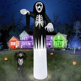 B&D 12FT Giant Halloween Inflatables Outdoor Decorations, Grim Reaper Skull Inflatable Halloween Decorations Built-in LED Lights Scary Blow Up Ghost Decorations for Holiday Party Yard Garden Lawn