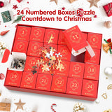 Christmas Advent Calendar Jigsaw Puzzles Adults Kids-1008 Pieces Puzzle 24 Days Christmas Countdown Calendar-Holiday Family Game Gifts Christmas Home Decoration