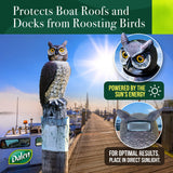 Dalen SOL-R Action Solar Fake Owl Decoy to Scare Birds Away from Gardens, Rooftops, and Patios - Safe and Humane, 18" 360º Rotating Head