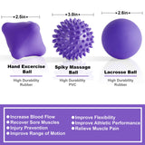 Posture Magic Massage Ball Kit for Myofascial Trigger Point Release & Deep Tissue Massage - Set of 6 - Large Foam/Small Foam/Lacrosse/Peanut/Spiky/Hand Exercise Ball (Purple)