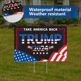 Probsin Trump 2024 Yard Sign with Metal H Stakes Double Sided 16" x 24" Trump Take America Back Black Signs Voted for Trump Outdoor Decorations for Indoor Outdoor Lawn, Garden, Window, Party Supplies