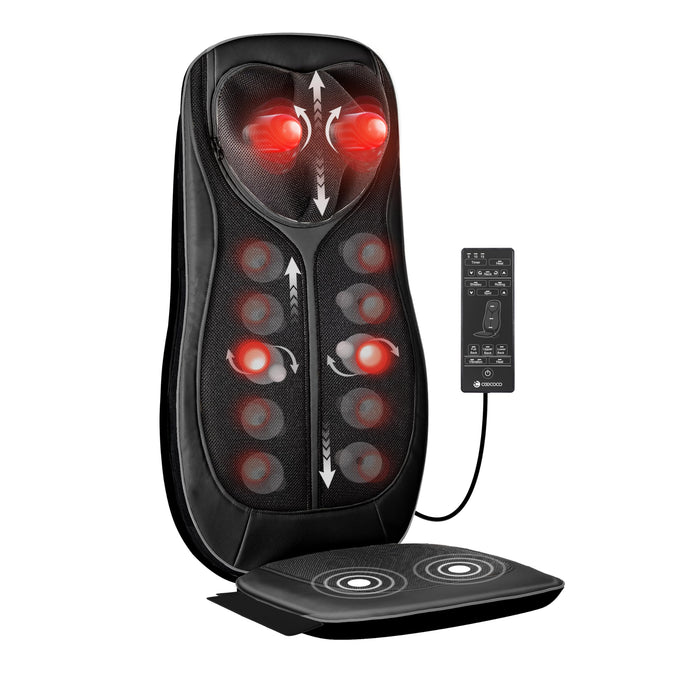 CooCoCo Shiatsu Neck & Back Massager with Heat - Kneading Massage Chair Pad for Full Body Pain Relief, Chair Massager with Height Adjustment, Gifts for Elder, Man or Woman