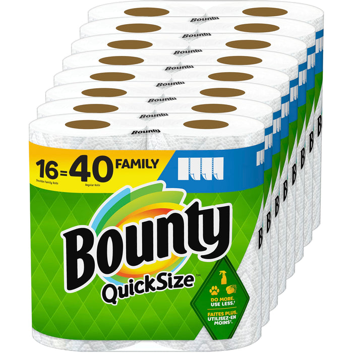 Bounty Paper Towels Quick Size, White, 16 Family Rolls = 40 Regular Rolls