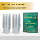 FOCUSLINE 100 Pack Silver Glitter Plastic Cups 9 oz Clear Plastic Cups Tumblers, Fancy Disposable Hard Plastic Cups with Silver Glitter for Wedding Cups Elegant Party Cups