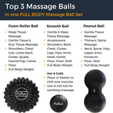 Plyopic Deep Tissue Massage Ball Set – Set of 4: Lacrosse, Spiky, Peanut and 5” Foam Roller Massager Balls | for Muscle Massage, Mobility, Trigger Points and Myofascial Release