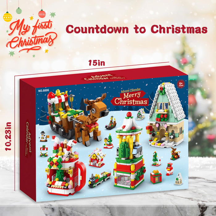 QIFUN 6 In 1 Building Blocks - Advent Calendar 2024 Including 24 Christmas Theme Toys for Boys Girls Christmas Countdown Calendar Stocking Stuffer Christmas Gifts for Kids Adult (1099 PCS)