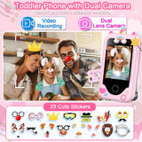 Kids Smart Phone for Girls Toys, Gifts for 3-10 Year Old Girl Boy Christmas Birthday Kids Toys, 2.8" Touchscreen Toddler Learning Cell Toy Phone with Dual Camera, Game, Music Player, 8G SD Card (Pink)